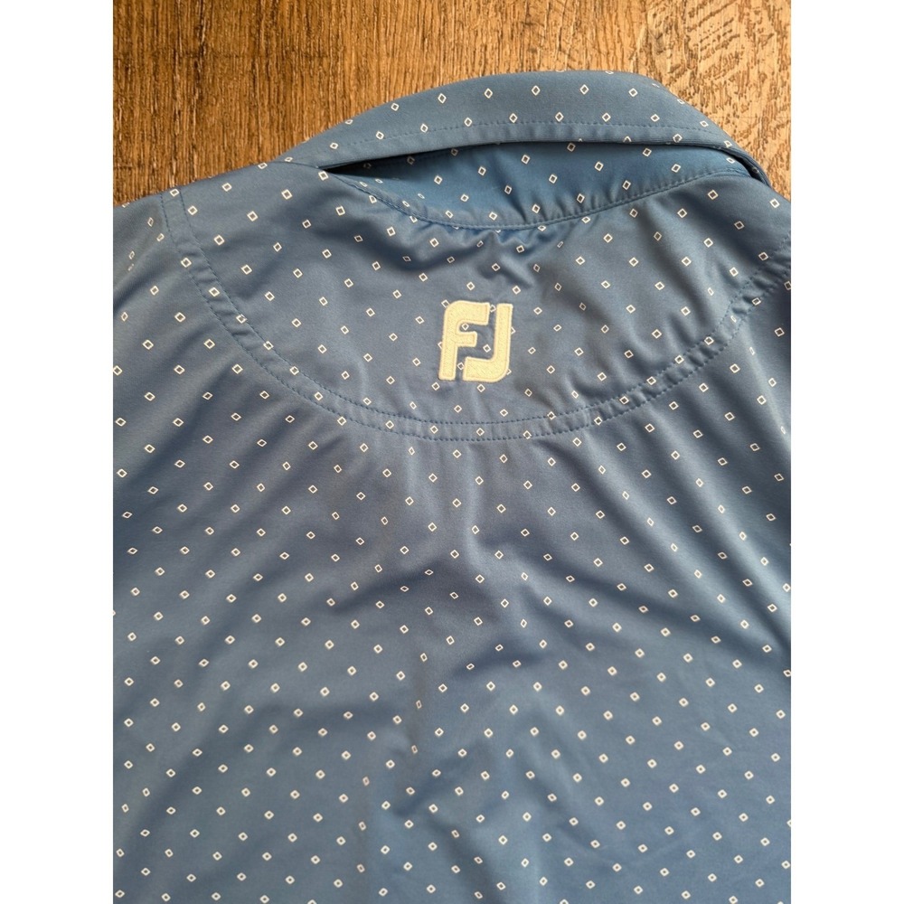FootJoy FJ Golf Polo Shirt Mens Large Blue Geometric Print Performance Stretch‎ - Picture 8 of 10